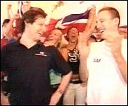 Ben Lafferty with Stockport Metro supporters