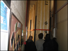 It was a tight squeeze getting the new detector out of the lab