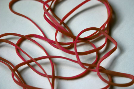 Send us any red rubber bands that you find (and don't want)