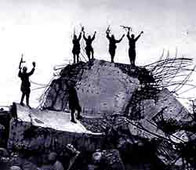 Photograph showing Russian soldiers celebrating they're victory in Berlin