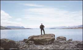 Nic in front of Lake Tekapo in New Zealand
