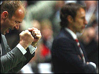 Alan Shearer celebrates the final whistle.
