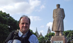 James Naughtie with statue