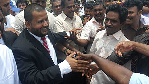 Minister Badiudeen with his supporters