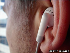 Earphones in an ear