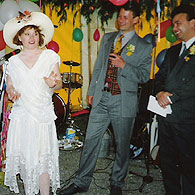 Image: Bride, groom and best man