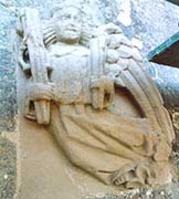 Detail of one of the tower face carvings after restoration.