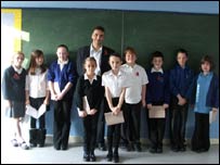 School children with their poems