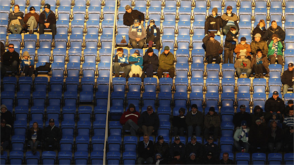 Empty seats at this season's third round tie between Reading and West Brom
