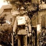 Joseph Wheymark Brain (his brother was Willam John Edward Brain) in a photograph taken while on leave during World War Two, outside his parents’ house in Southmead, Bristol.