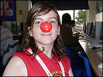 Callum at Filey School on Red Nose Day