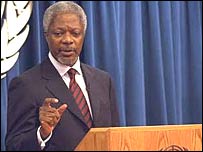 کوفی عنان دبيرکل سازمان ملل متحد می گويد ممکن است شورای امنيت در مورد ايران به بن بست برسد