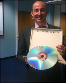 The author with one of the Domesday Discs