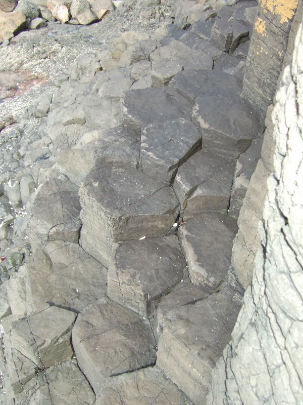 Looking down onto the columns - hexagon shapes very obvious