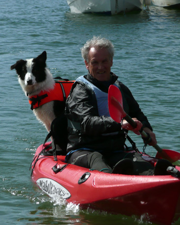 Tess the collie riding in a kayak (courtesy of Sue Edwards)