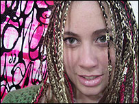 Tamar with one of her pieces