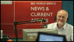 BBC news reader Iain Purdon as he finishes reading the last ever World Service radio bulletin from Bush House in London