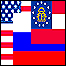 پرچم های آمریکا، روسیه، گرجستان