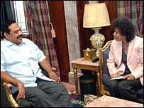 President Rajapaksa meets AI Secretary General Irene Khan (photo Sudath Silva)