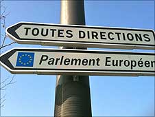 Road sign in Strasbourg