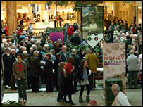 Crowds at Trafford shopping centre