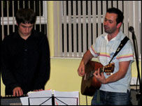 Steve Vincent (right) leading the worship