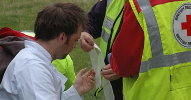 Kennedy from MasterChef after cutting his finger.