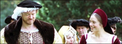 An actor playing the part of Henry VIII in a BBC TV production