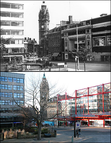 Barkers Pool in Sheffield, 1968 and 2009
