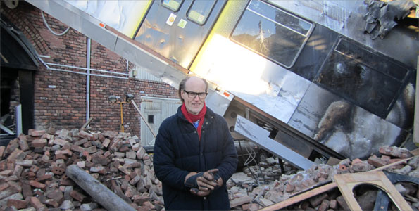 Will Gompertz on the set of Coronation Street