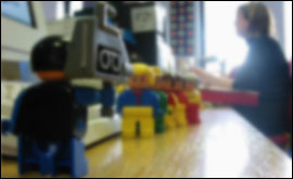 Rehersals near the Not Very Big Brother House, posed by models.