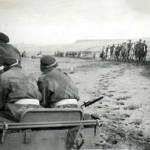 Watching French cavalry before leaving Beirut leave camp January 1946