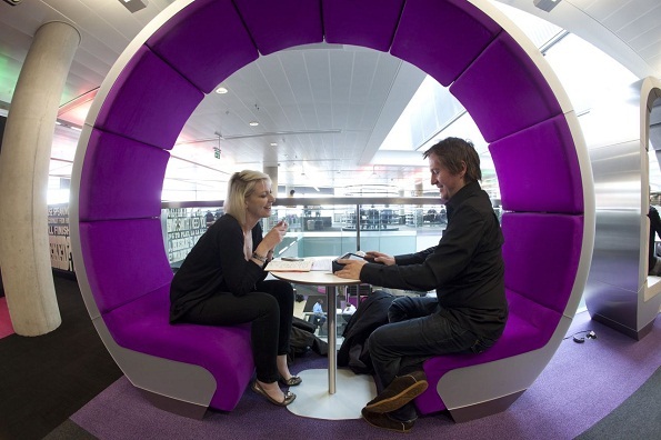 Two participants in a Connected Studio event in MediaCityUK in Salford earlier this year