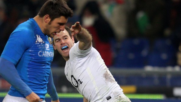Charlie Hodgson celebrates his try