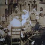 M J Tulip, VAD nurse, at Fenham Barracks, Newcastle, with men evacuated from Dunkirk
