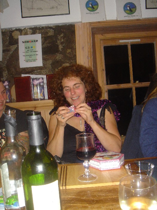 Julie opening her Birthday presents