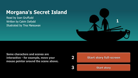 The start screen from Morgan's Secret island