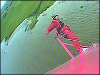 Nicola Weir on the wing of a bi-plane
