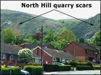 Quarrying scars on North Hill, Malvern Hills