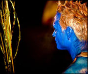 Blue Man in the procession