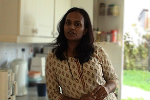 Abhi wants her son Saketh to learn traditional South Indian Carnatic music.