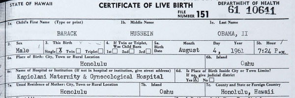 obama birth cert
