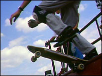 Skateboarding youngster