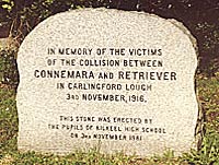Commemorative stone to the lives lost at the sinking of Ferry Steamer, 'SS Connemara', lost in 1916