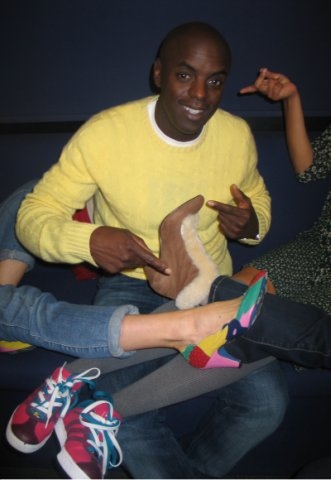 Crazy Shoes and Trevs Yellow Jumper