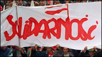 A poster, in Polish, that reads "Solidarity"