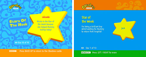 Star of the Week page on Sky and Freeview