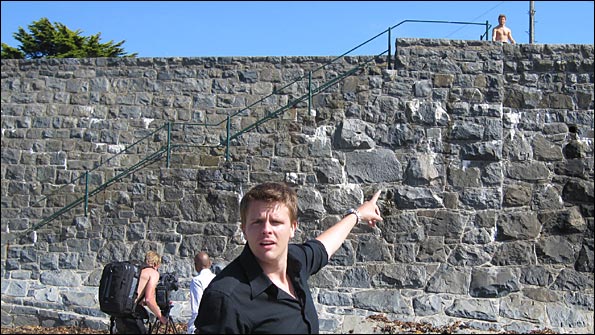 Jake pointing to Jenson, Guernsey