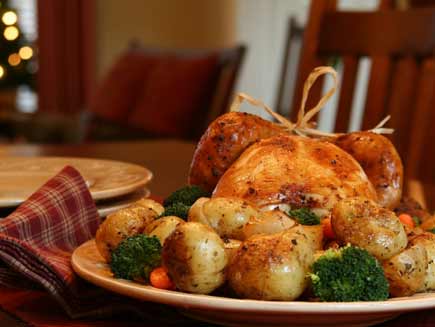 Christmas dinner with turkey