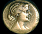 A coin depicting the profile of Cleopatra